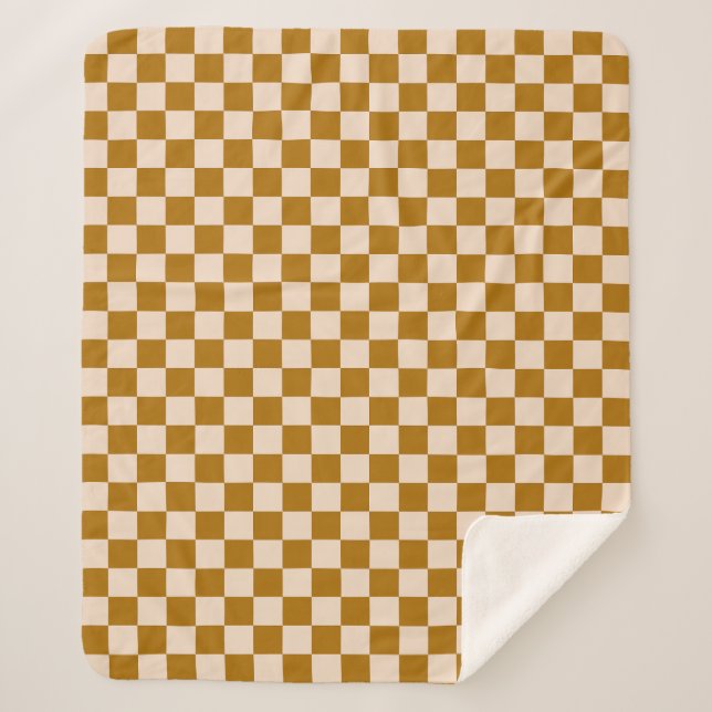 Braun-beiges Schachbrettmuster Sherpadecke (Vorderseite)