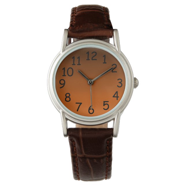 Braun bis Orange Fade Armbanduhr (Vorderseite)