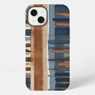 Braun Blau rost und beige abstrakt iPhone Hülle