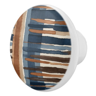 Braun Blau rost und beige abstrakt Keramikknauf