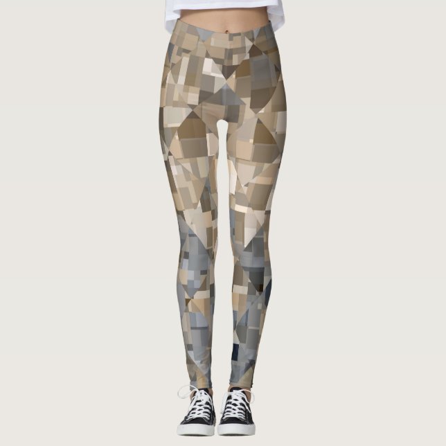 Braun/Blau Trendmuster Leggings (Vorderseite)