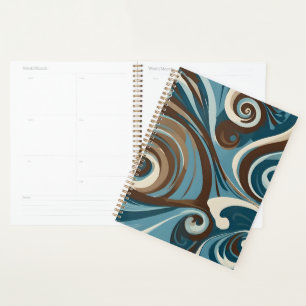 Braun, Blau und Creme Abstrakt Planer