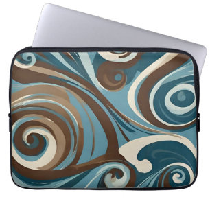 Braun-, Blau- und Cremefarbenes Abstract Laptopschutzhülle