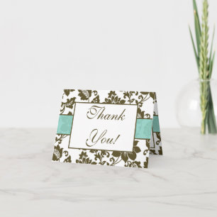 Braun/Blauer Blumenkorb Hochzeit Dankeschön Karte