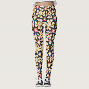 Braun-blauer Sternenexplosions-Geometrie-Muster Leggings
