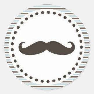 Braun & Blue Mustache Babyaufkleber Runder Aufkleber