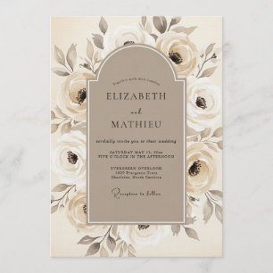 Braun-blühende Hochzeit Einladung