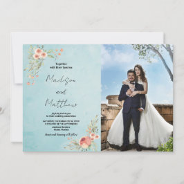 Braun Blume Grüne Hochzeit Einladungen mit Foto
