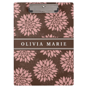 Braun Blush Pink Blume Blossom Muster Klemmbrett