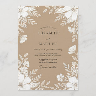 Braun Botanische Launen Hochzeit Einladung
