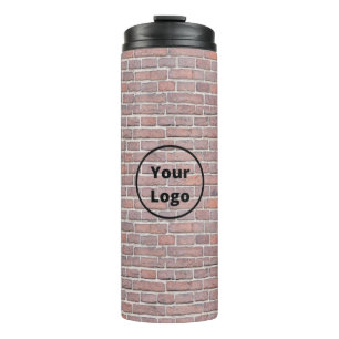 Braun-braune Wand mit Logo Thermosbecher