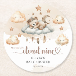 Braun-Brauner Elfenbein-Teddy-Wolke 9 Runder Pappuntersetzer