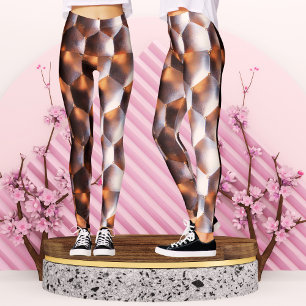Braun Bronze Sechseck Abstrakt Geometrisches Muste Leggings