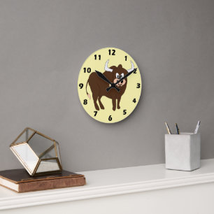 Braun Bull Design Runde Wanduhr