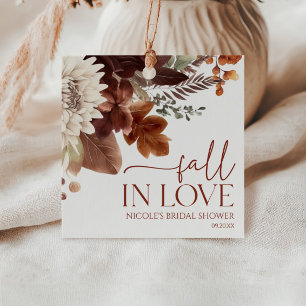 Braun Burgund Fall In Love Florale Hochzeitsdusche Geschenkanhänger