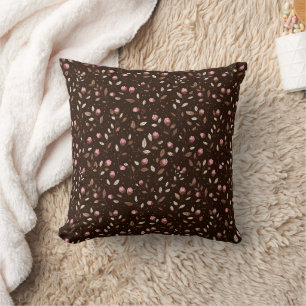 Braun Burgund Rosa Weiß Floral Botanisch Boho Kissen