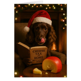 Braun Cocker Spaniel 'Käse-Steuer' Weihnachtskarte