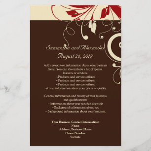 Braun/Cream/Rot Reverse Swirl Programm/Flugblatt Flyer
