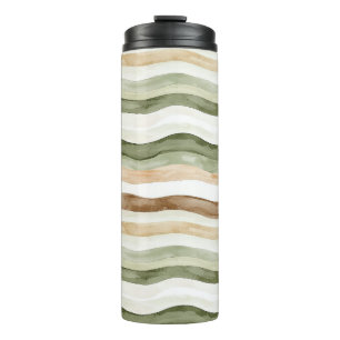 Braun Creme Grün Streifen Thermosbecher