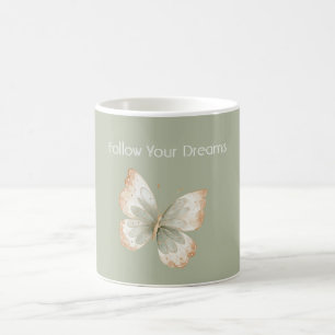 Braun Creme Grüner Schmetterling Träume Kaffeetasse