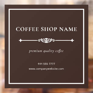 Braun Einfacher Kaffeesalon Firmenname Weißer Rahm Fensteraufkleber