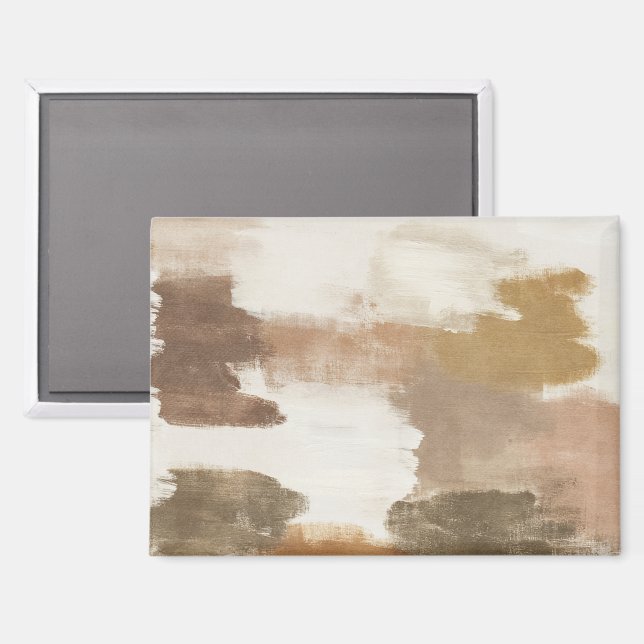 Braun Elfenbein Beige Creme Abstract Magnet (Vorderseite/Rückseite)