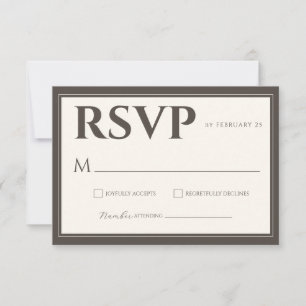Braun espresso Schrift klassische minimalistische RSVP Karte