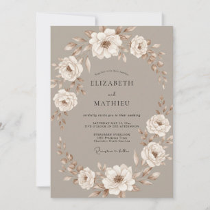Braun-etonierte ätherische florale Hochzeit Einladung