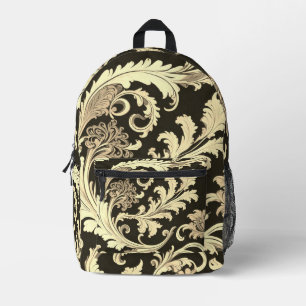 Braun Fleur Antik Muster Bedruckter Rucksack