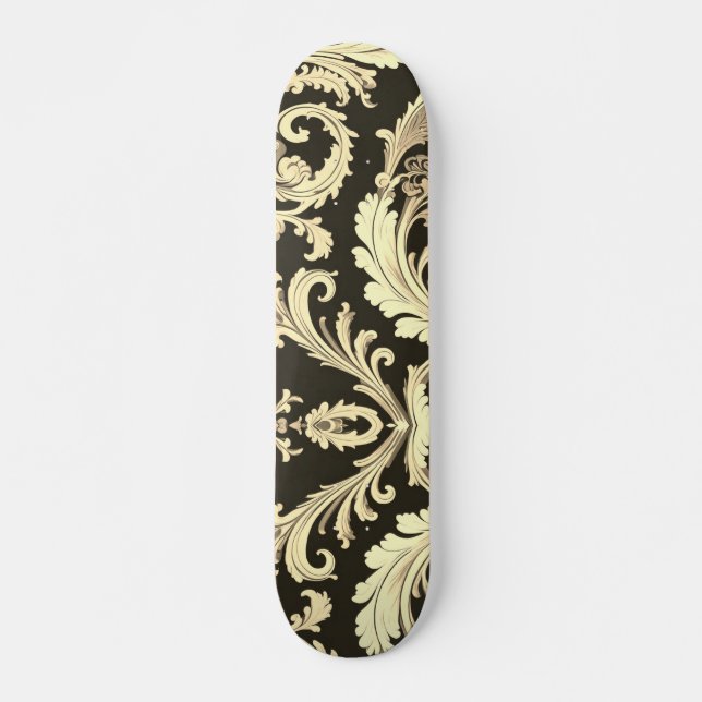 Braun Fleur Antique Muster Skateboard (Vorne)