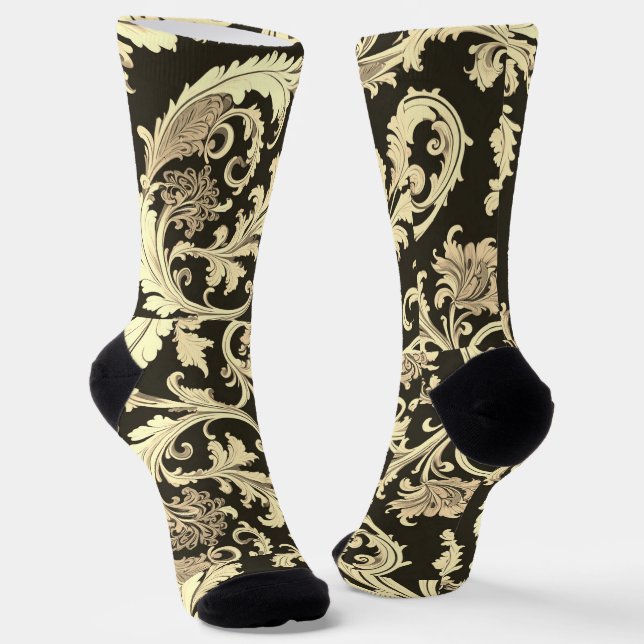 Braun Fleur Antique Muster Socken (Gewinkelt)