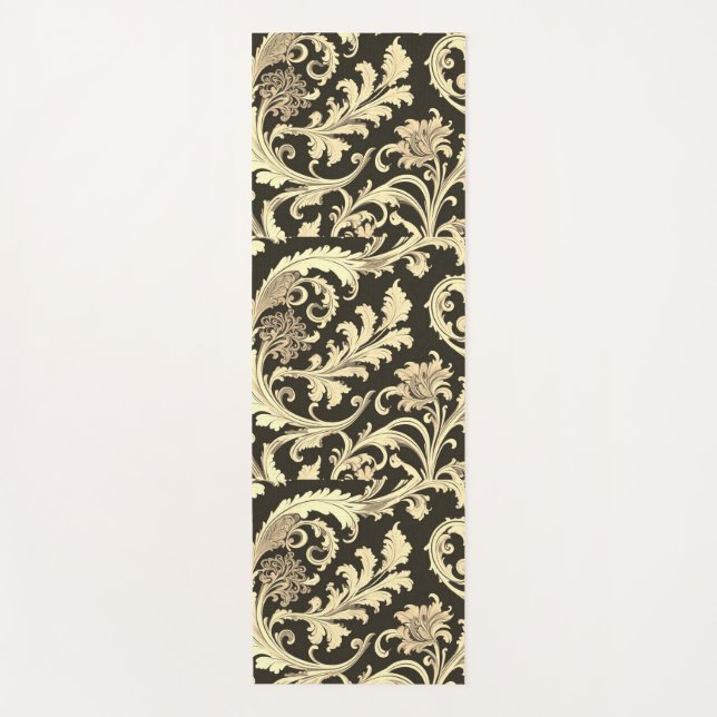 Braun Fleur Antique Muster Yogamatte (Vorderseite)