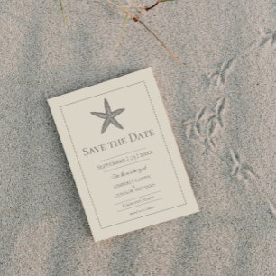 Braun gebatikter Seestern-Monogramm-Foto Save The Date