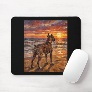 Braun-gefleckte Boxer am Sunset Beach Boxer-Hunde- Mousepad