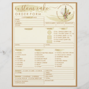 Braun Gelbe Creme Bäckerei Tortenbestellformular Flyer