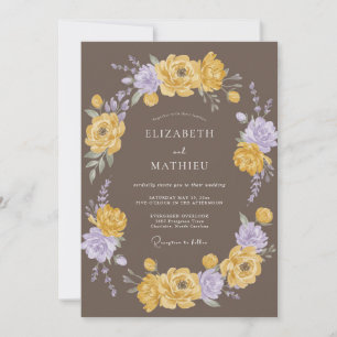 Braun-gelbe Wildblumen-Hochzeit Einladung