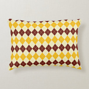 Braun - Gelbes schottisches Tartan-Muster Dekokissen
