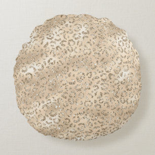 Braun Gepard Leopard Haut Druck Muster Tier Rundes Kissen