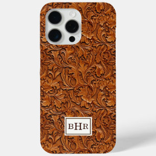 Braun geprägtes Leder mit Monogramm Case-Mate iPhone Hülle