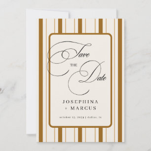 Braun gestreifte klassische Hochzeit im Vintage-St Save The Date