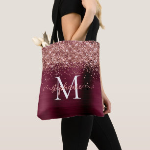 Braun Glitterndes Girly Glam Burgund Personalize Tasche