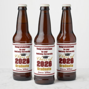 Braun-Gold Absolventenfeier 2026 Individuelle Absc Bierflaschenetikett