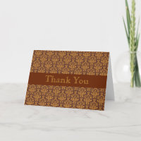 Braun Gold Damask Baby Dusche Danke Karte