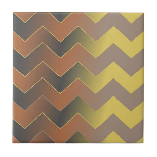 Braun Gold Geometrisches Chevron Zick-Zack-Muster Fliese