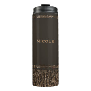 Braun & Gold glänzender Zebradruck glamourös chic Thermosbecher