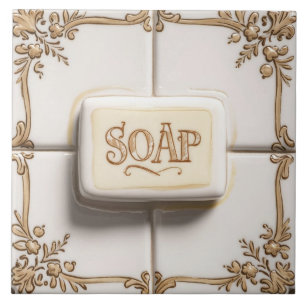 Braun Gold & Weiß Bar Seife Funny Bad Fliese