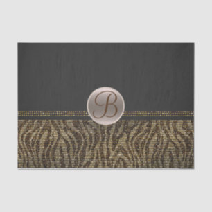 Braun Gold Zebra Glanz Glamour-Monogramm-Initiale Seidenpapier