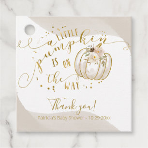 Braun Goldener Kürbis Herbst Babyparty Dankeschön Geschenkanhänger