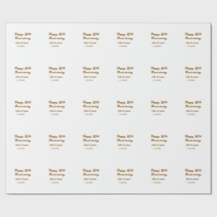 Braun goldenes glückliches 20. Jubiläum Name Datum Geschenkpapier