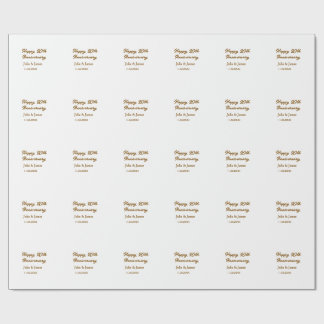Braun goldenes glückliches 20. Jubiläum Name Datum Geschenkpapier